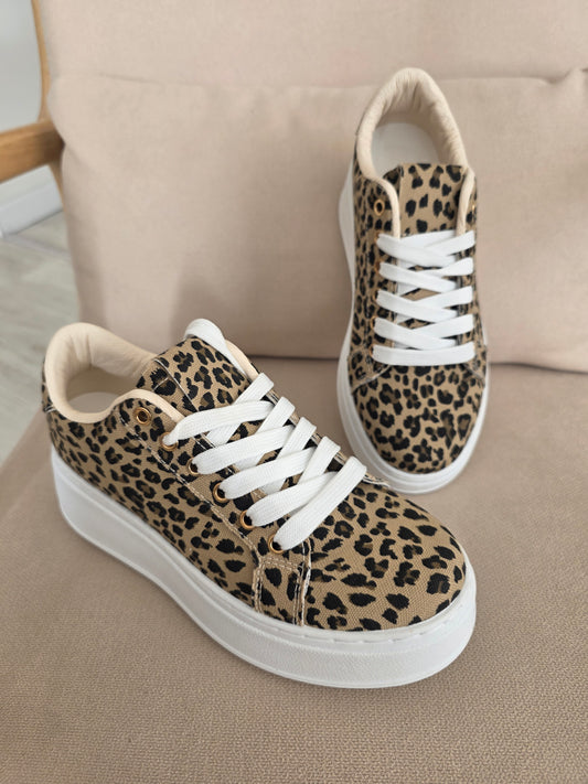 Basket plateforme à motif leopard
